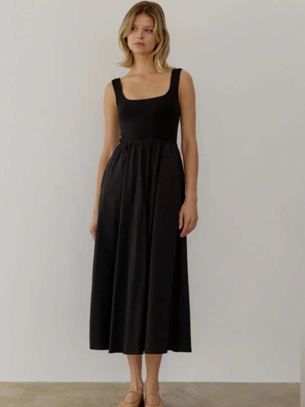 All:Row Black Lucinda Black Cotton Jersey Midi Dress